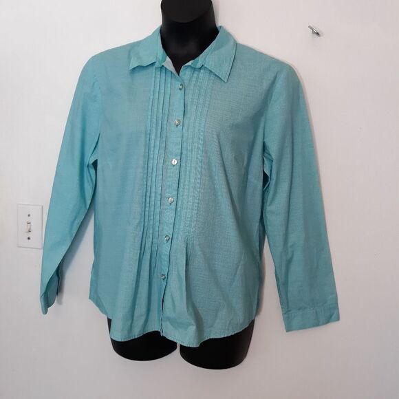 Chico's blue plaid button up - Picture 1 of 5